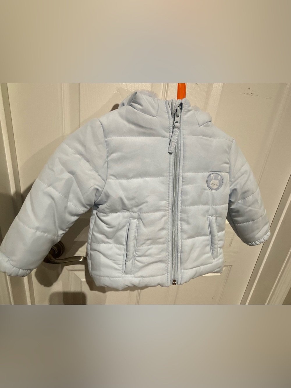 Rock a bye baby Children's Light Blue Puffer Jacket with Bunny Patch